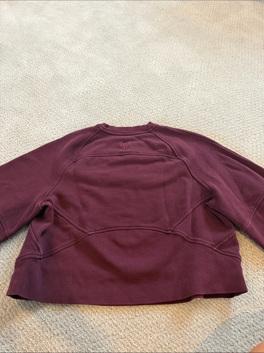 Lululemon Maroon Cropped Crewneck Sweatshirt with Red Logo